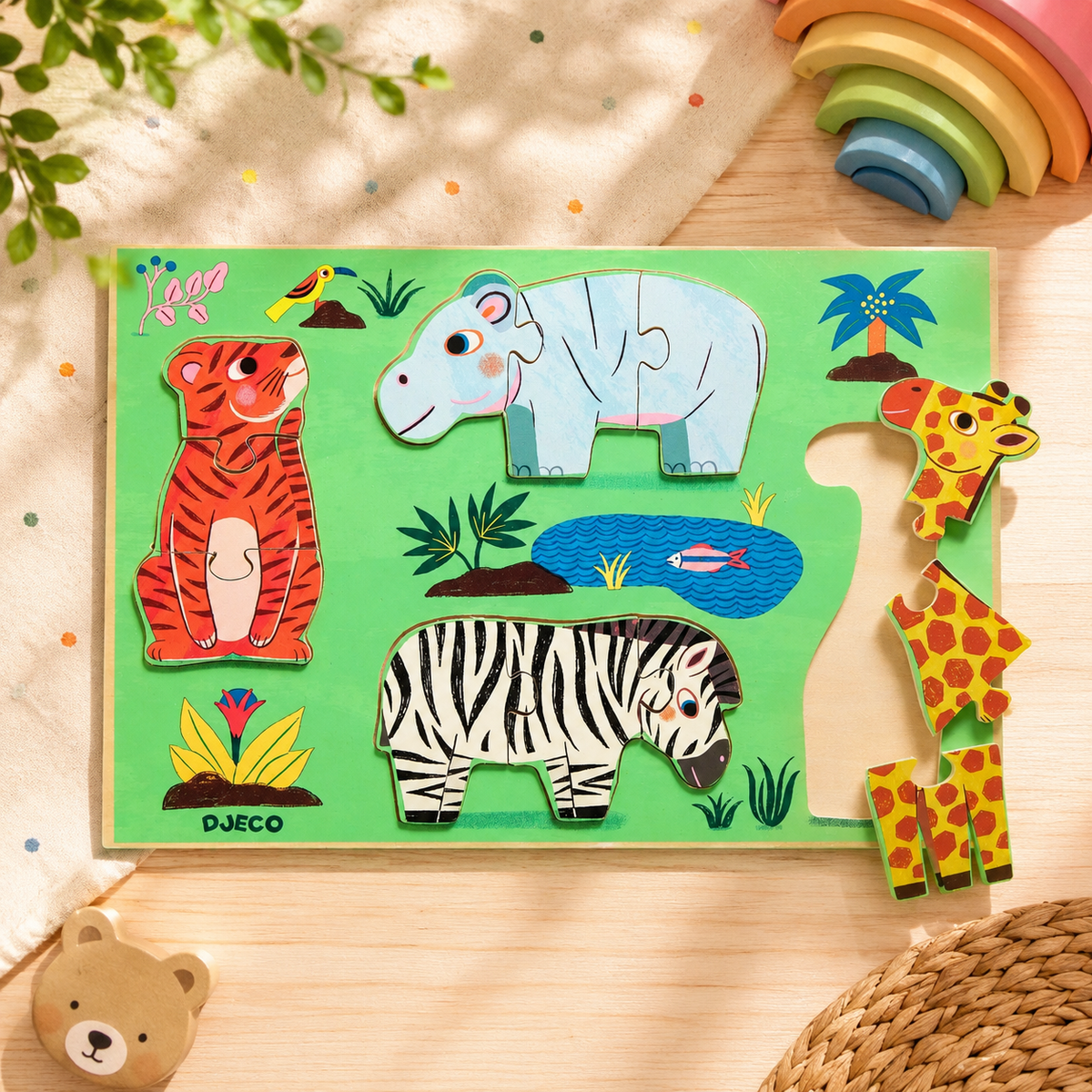 PUZZLE MADERA COUCOU TIGRE 18 MESES - PUZZLO DE MADERA DJECO