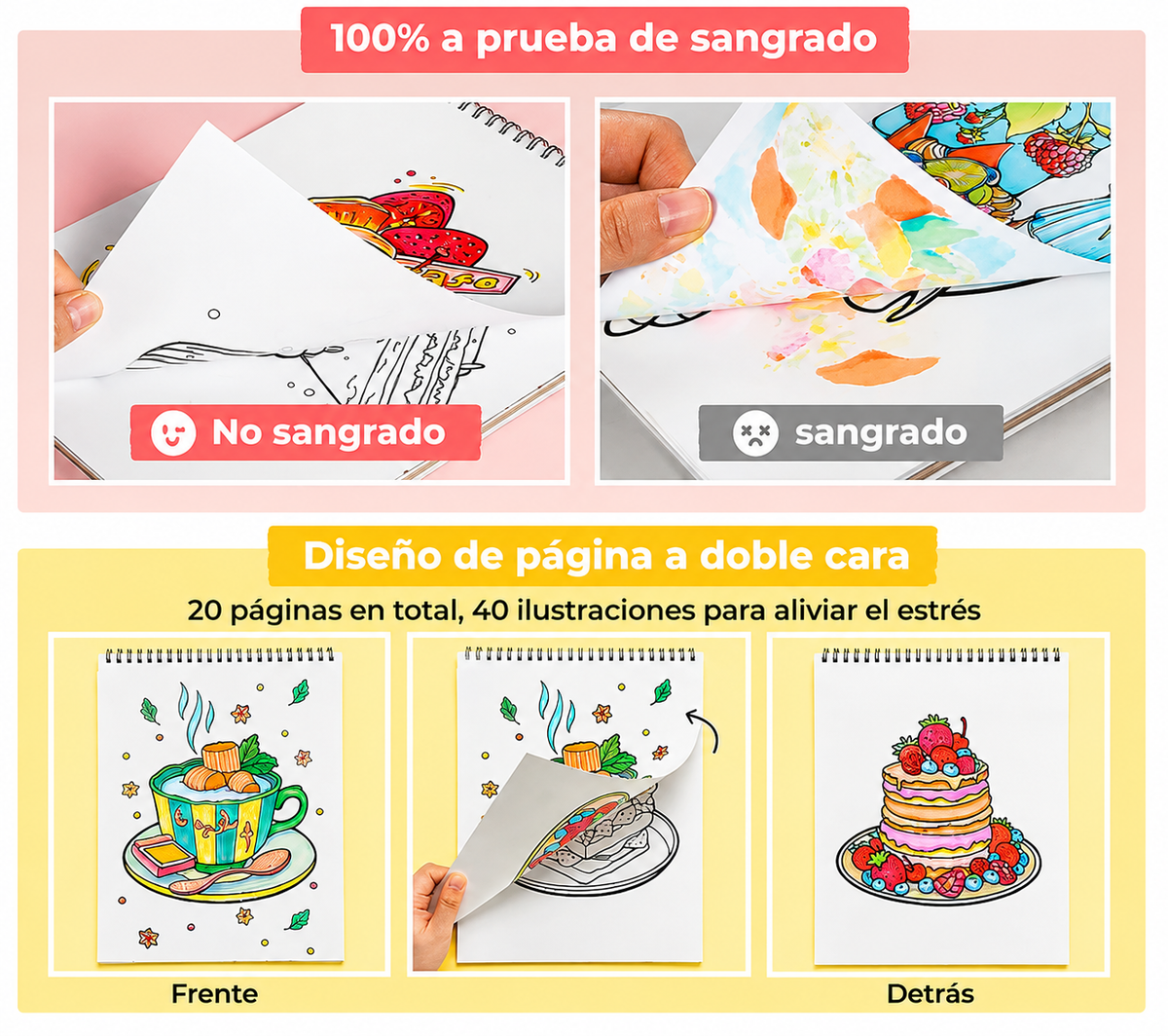 Block OHUHU colorear ANTISANGRADO - ENJOY THE SWEET MOMENT