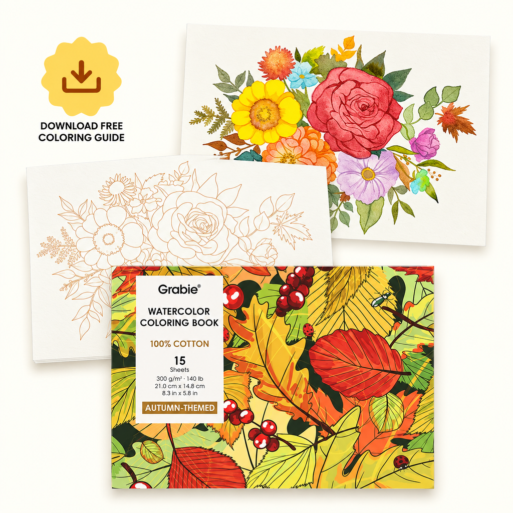 WATERCOLOR COLORING BOOK GRABIE - AUTUMN