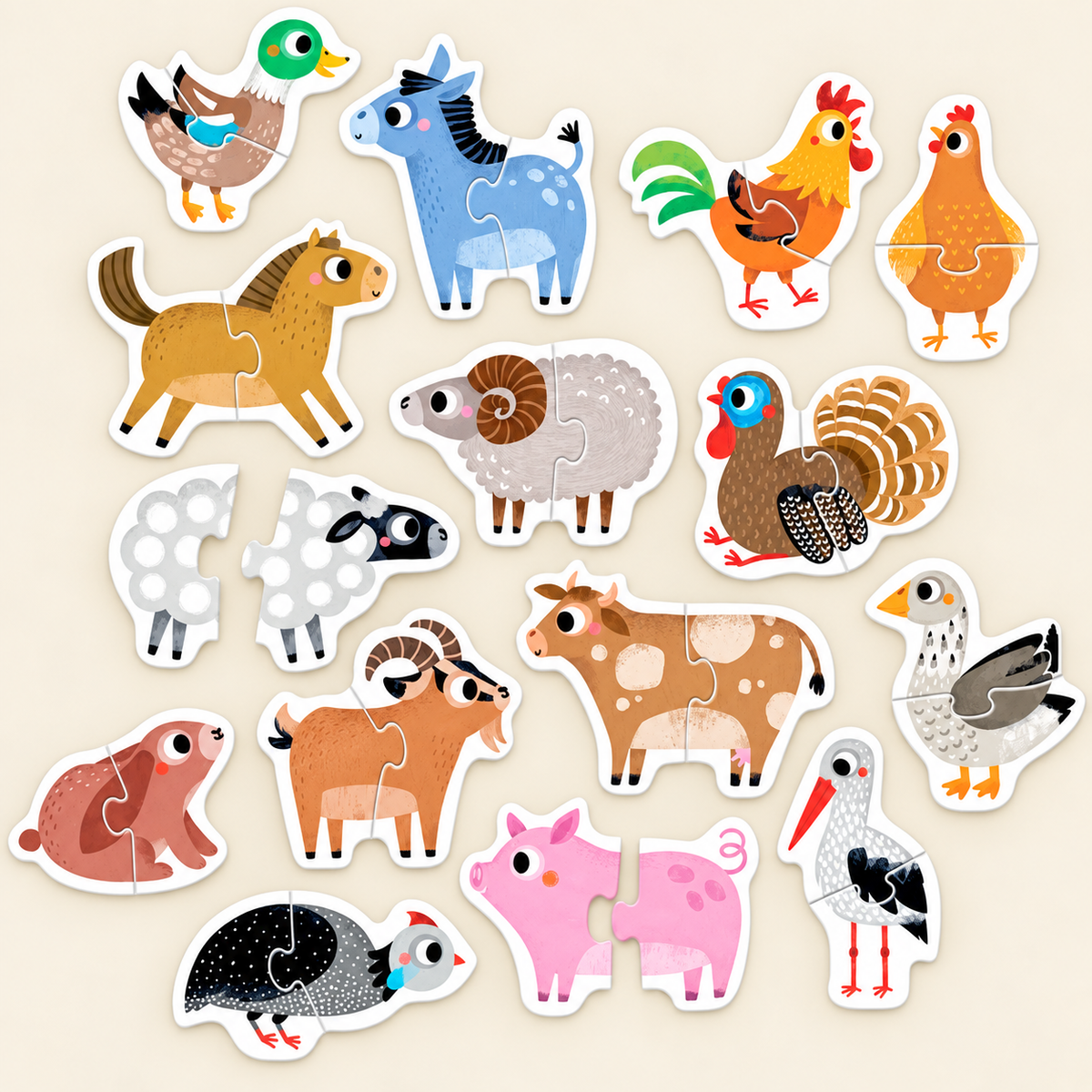 PROGRESSIVE PUZZLES - FARM ANIMALS - 18 MESES