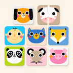 PUZZLE ON THE GO HALVES FACES - 8 PUZZLES 16 PCS  11 X 11 CMS