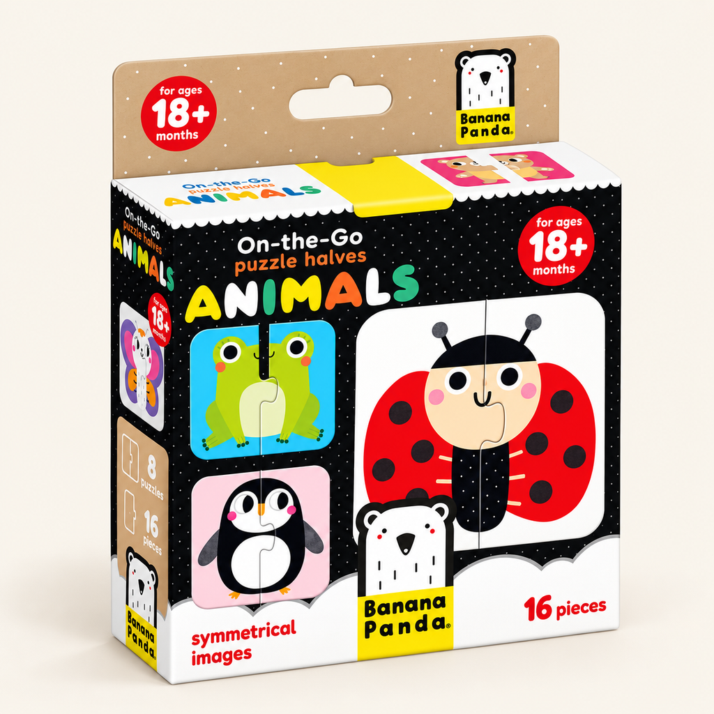 PUZZLE ON THE GO HALVES ANIMALS - 8  PUZZLES 16 PCS 11 X 11 CM