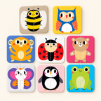 PUZZLE ON THE GO HALVES ANIMALS - 8  PUZZLES 16 PCS 11 X 11 CM