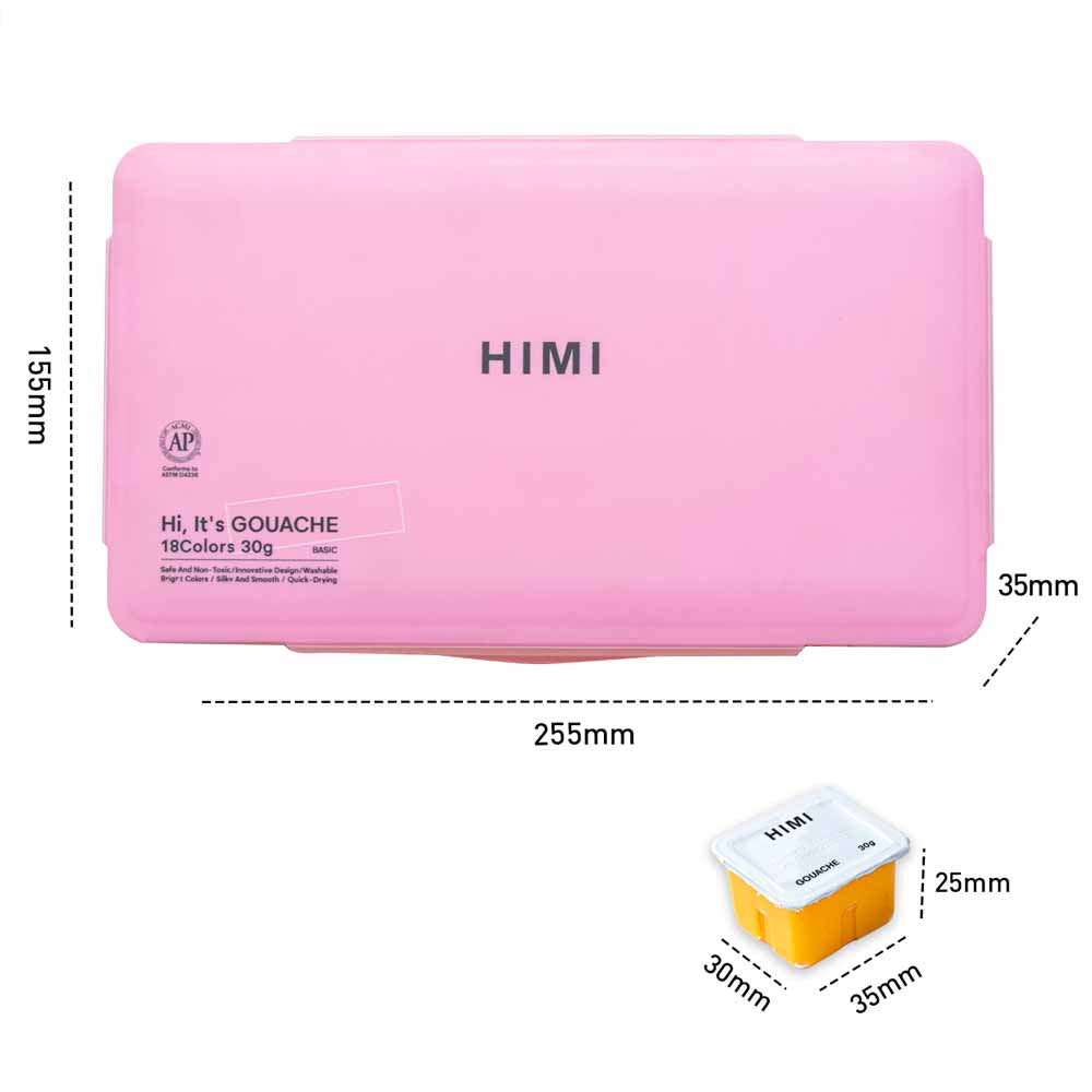 GOUACHE HIMI 18 COLORES - ESTUCHE ROSADO