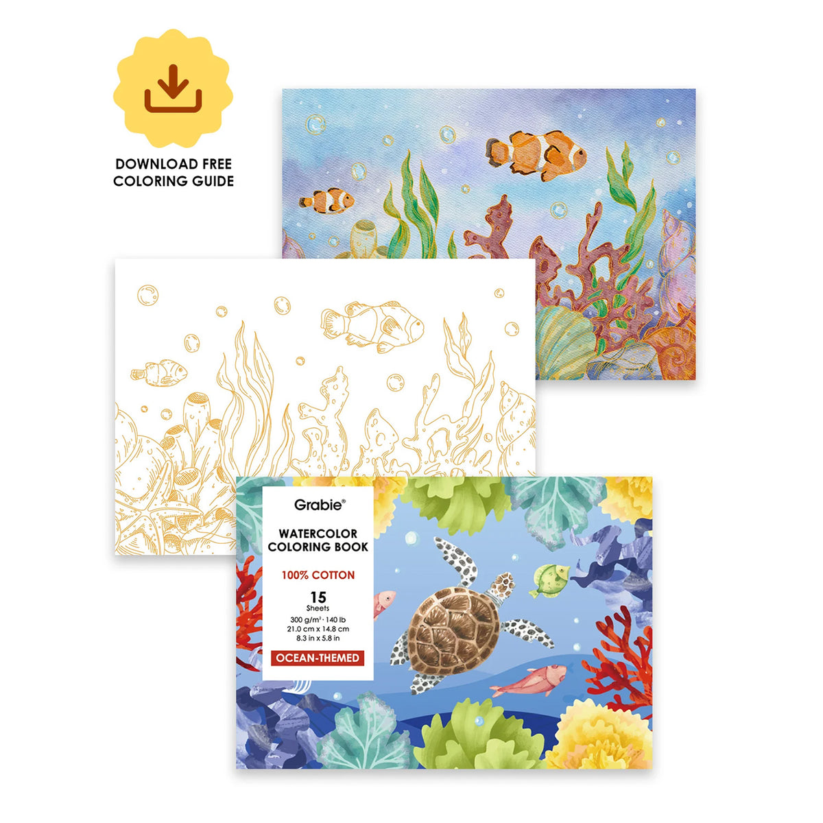 GRABIE - LIBRO PARA PINTAR CON ACUARELA -_OCÉANO