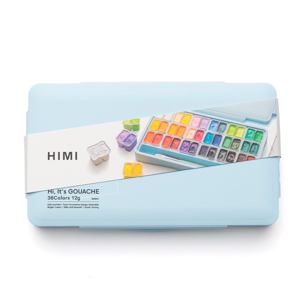HIMI GOUACHE BASIC - 36 COLORES - ESTUCHE CELESTE