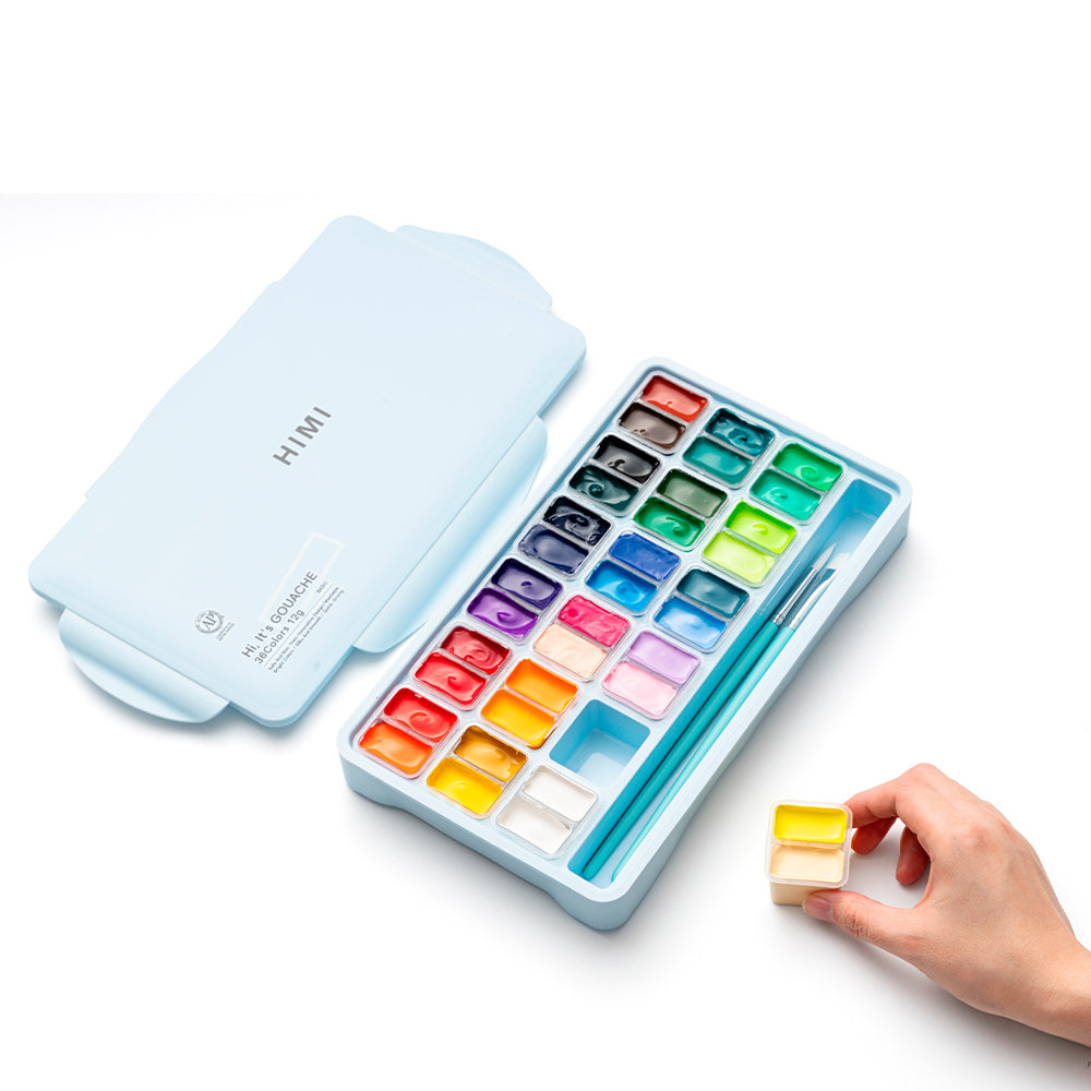 HIMI GOUACHE BASIC - 36 COLORES - ESTUCHE CELESTE
