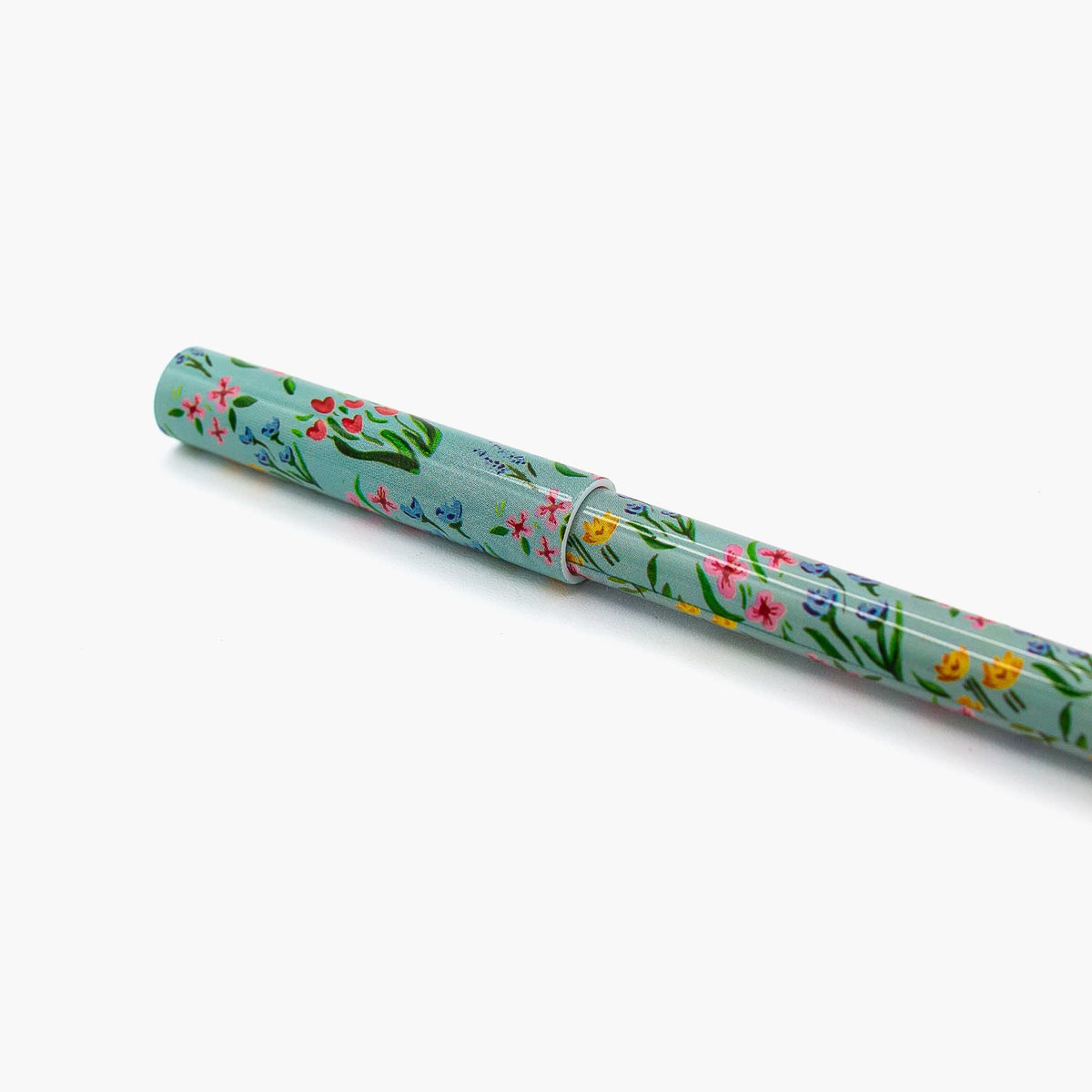LÁPIZ TINTA AZUL - JARDIN FLORAL VERDE CLARO