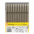 SET 10 TIRALINEAS PIGMA MICRON SAKURA - COLOR NEGRO