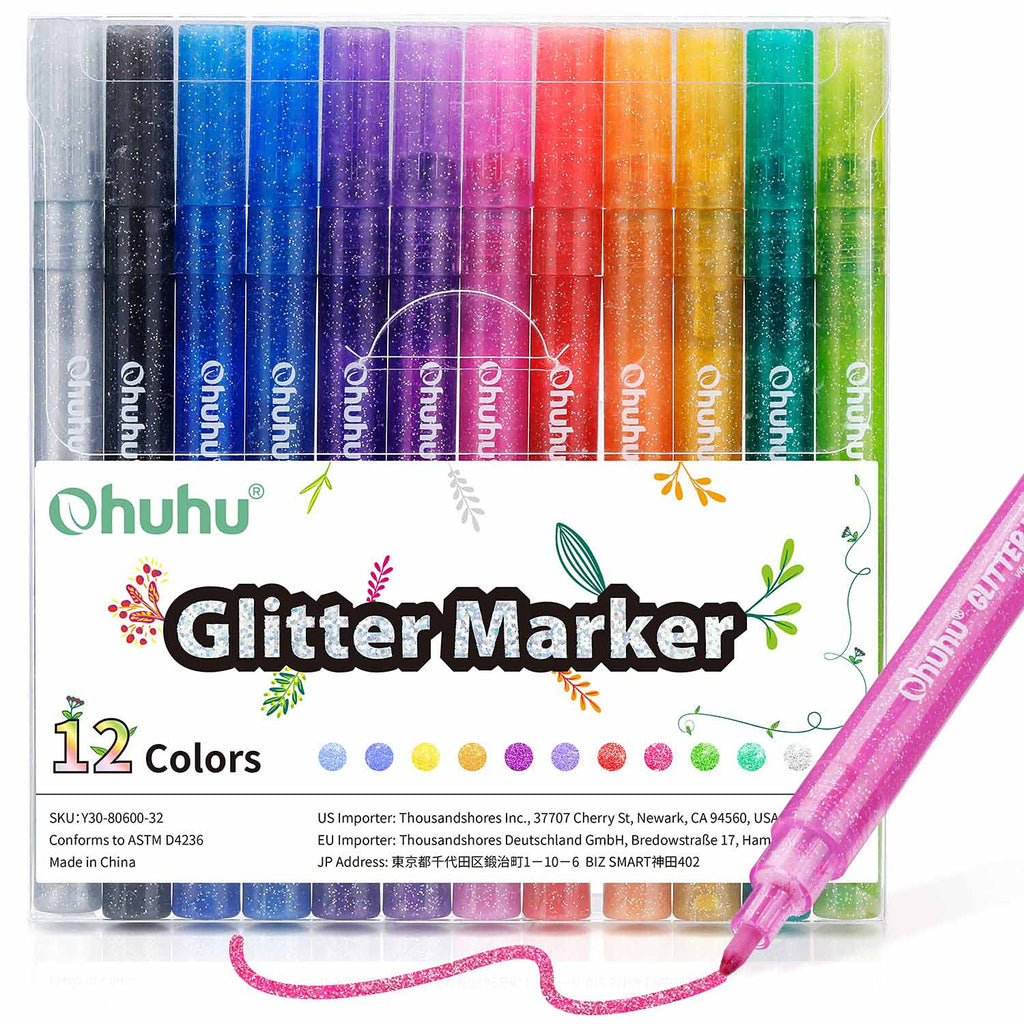 SET MARCADORES CON BRILLOS - GLITTER MARKER - OHUHU PUNTA GRUESA