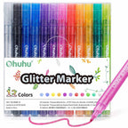 SET MARCADORES CON BRILLOS - GLITTER MARKER - OHUHU PUNTA GRUESA