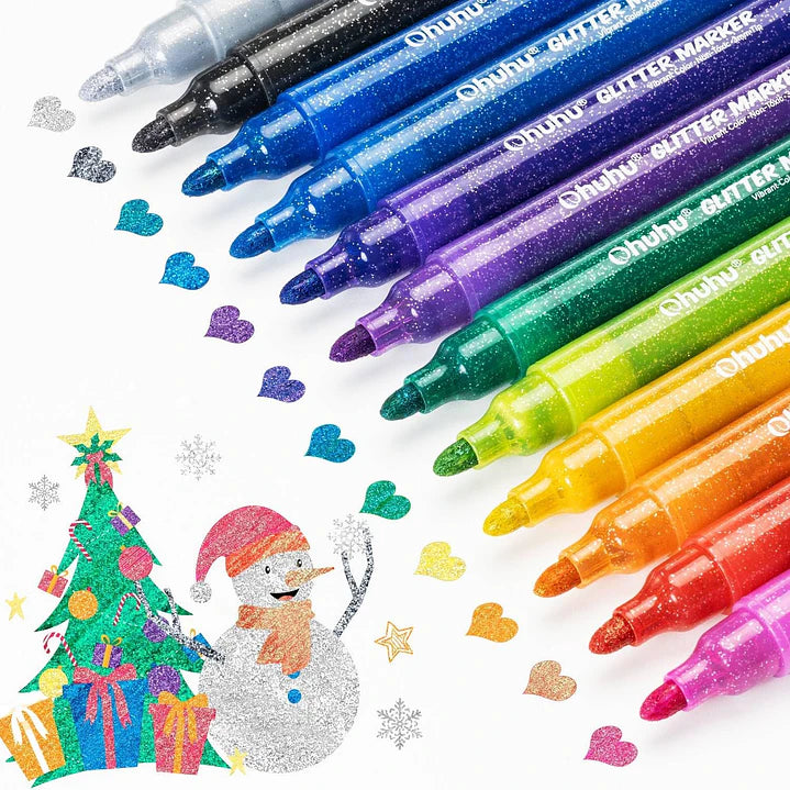 SET MARCADORES CON BRILLOS - GLITTER MARKER - OHUHU PUNTA GRUESA