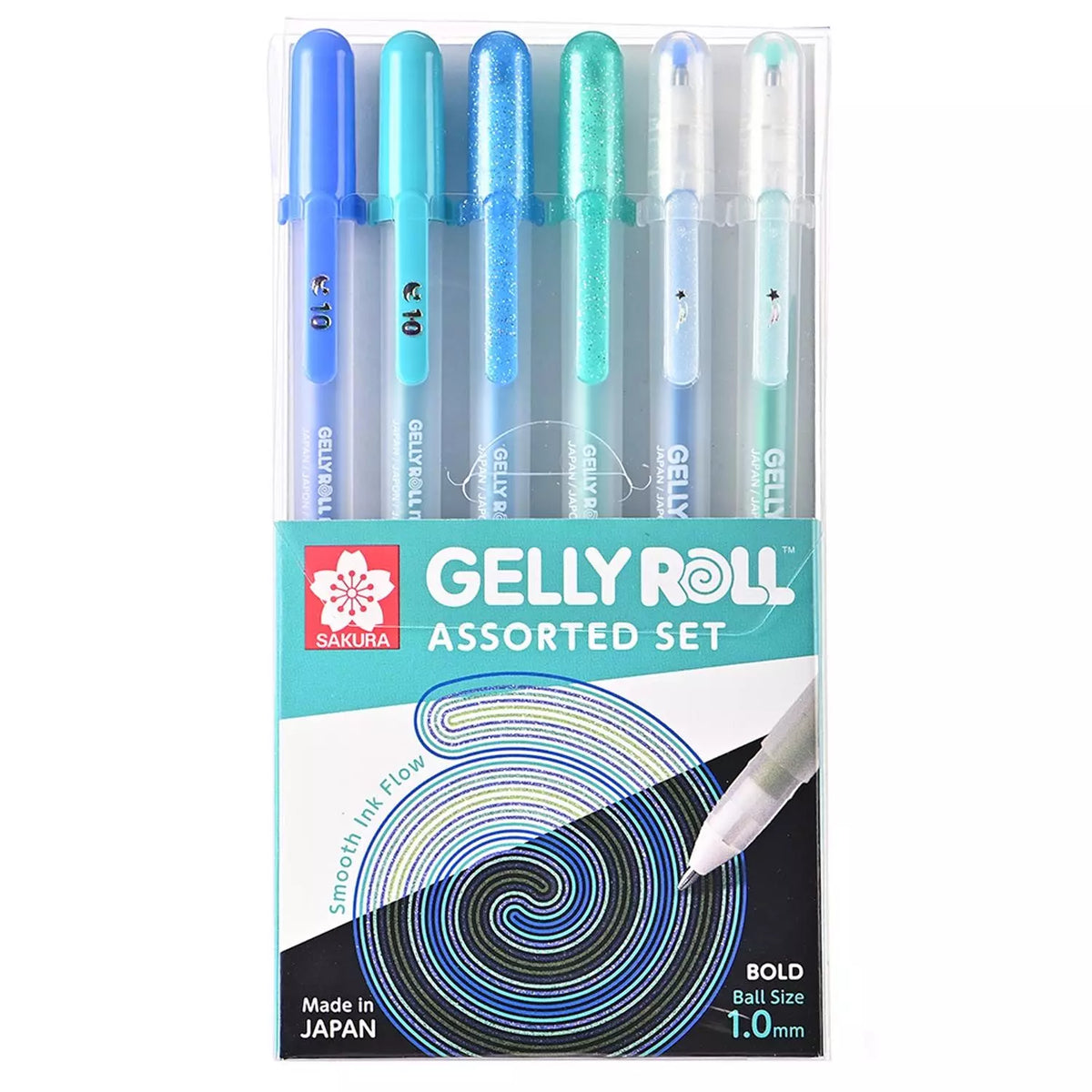 Set Lapiz Gel Gelly Roll - Sakura Azules y Verdes