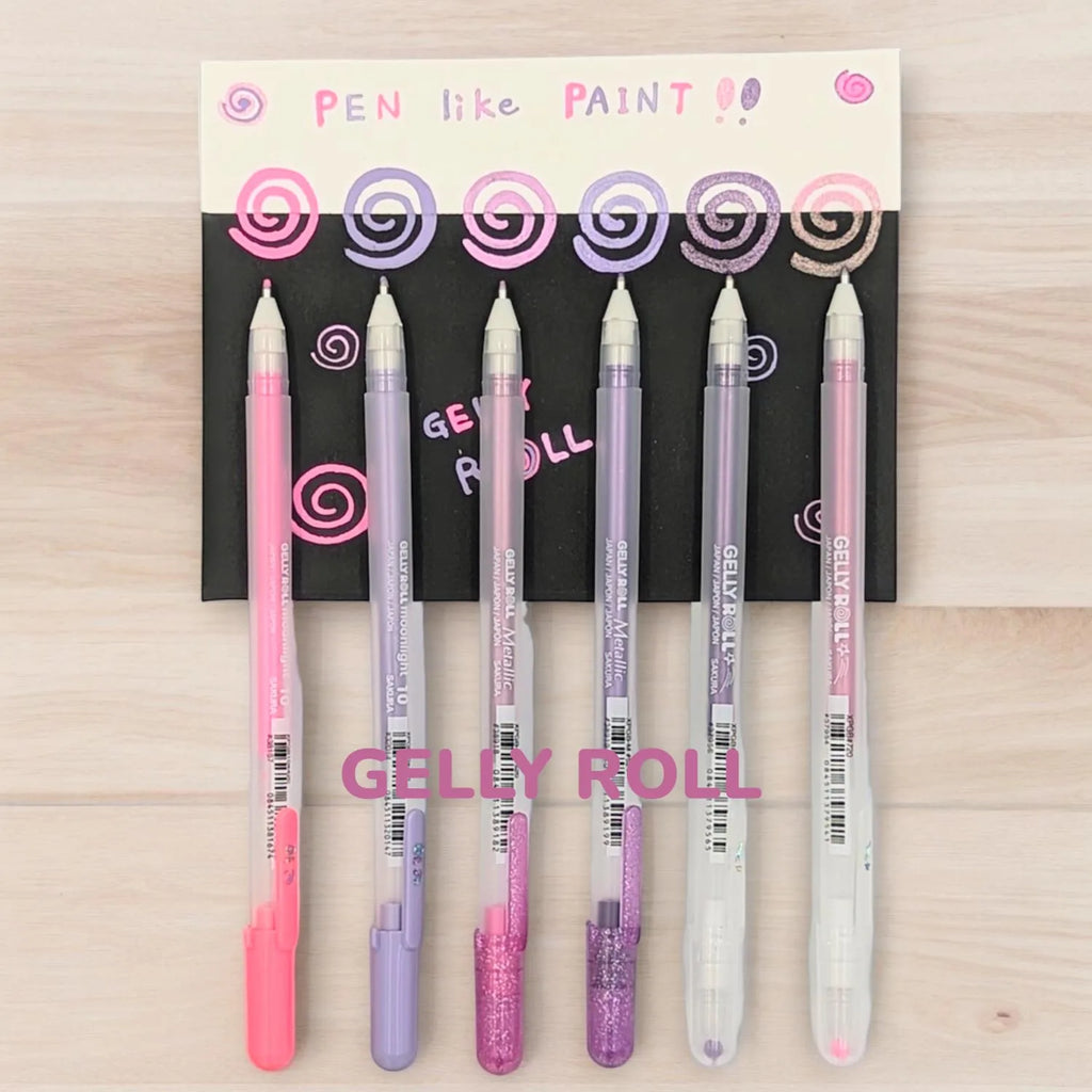 Set Lapiz Gel Gelly Roll Sakura Rosado y Morados