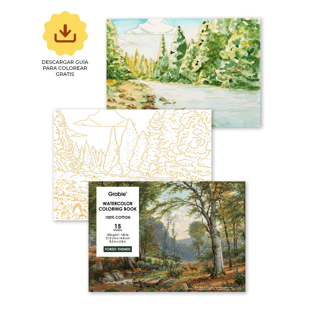 WATERCOLOR COLORING BOOK - 300G - GRABIE - BOSQUES