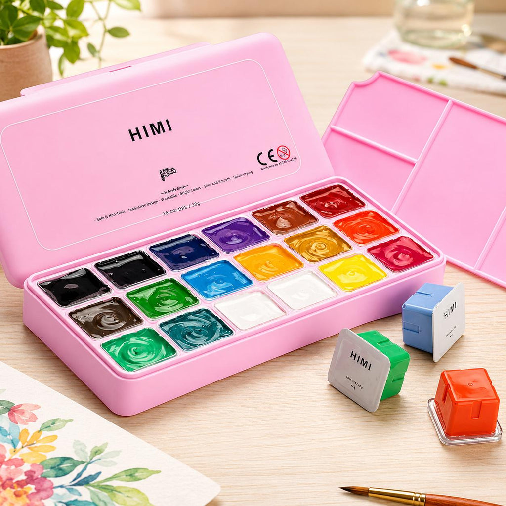 GOUACHE HIMI 18 COLORES - ESTUCHE ROSADO