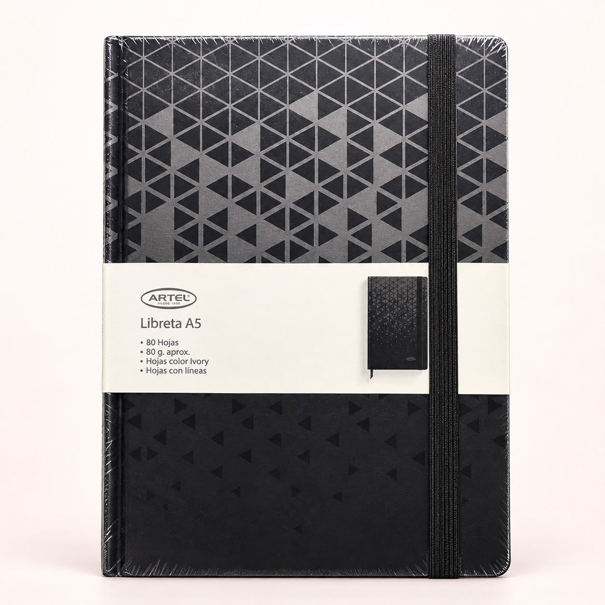 LIBRETA ARTEL A5 - BLACK TRIÁNGULOS (TAPA DURA)