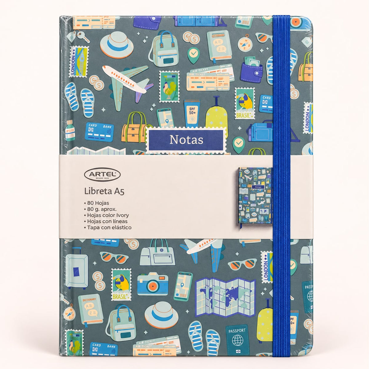 LIBRETA ARTEL A5 - DISEÑO TRAVEL (TAPA DURA)