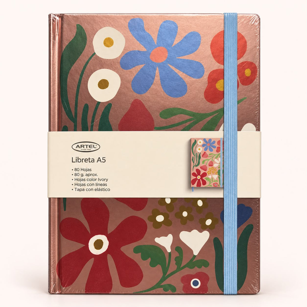LIBRETA ARTEL A5 - DISEÑO FLORES (TAPA DURA)