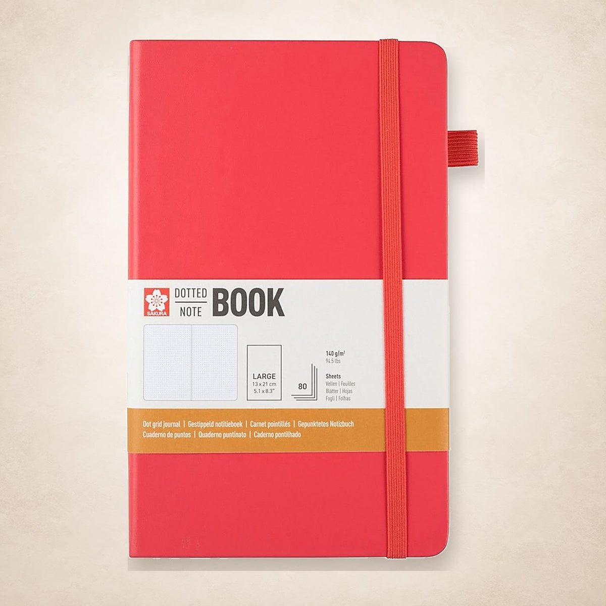 LIBRETA SAKURA HOJA CREMA CON PUNTOS - 13 X 21